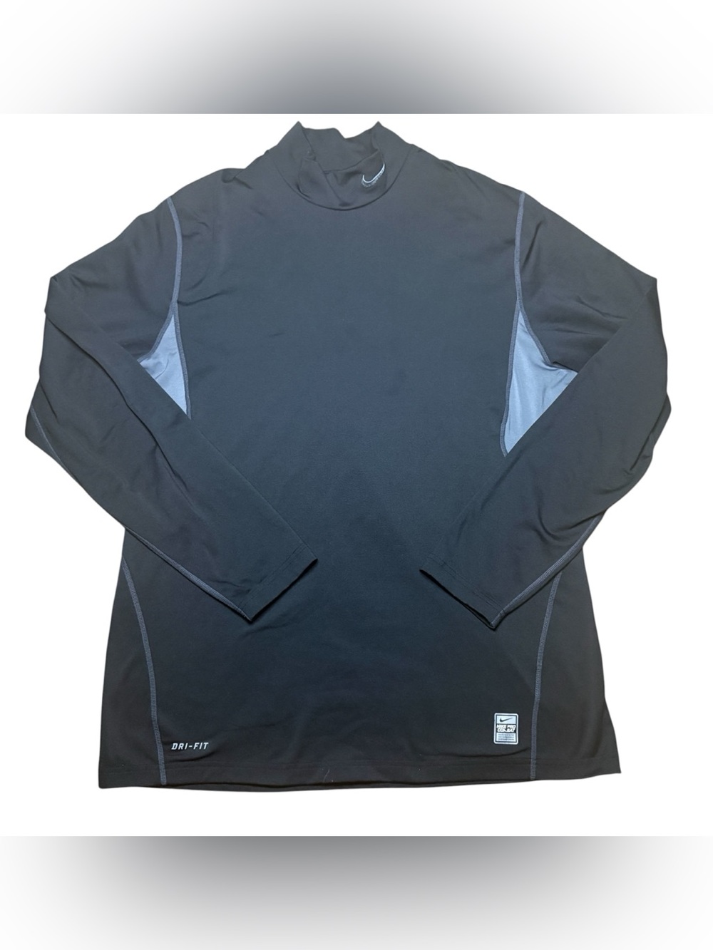 Nike Pro Combat Dri Fit Fitted Men’s XL Black Gray Mock Neck Long Sleeve